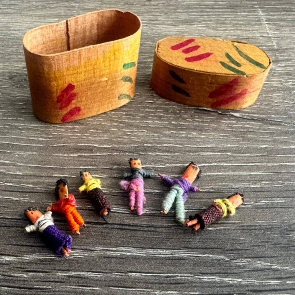 Vintage Miniature Pocket Dolls with Box Casket